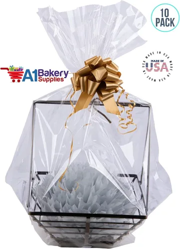 A1 Bakery Supplies CELLO Bags - Paquete de 10 bolsas de regalo de celofán extra grandes de 30 x 40 pulgadas para cestas – juguetes, regalos y más |