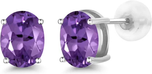 Miniatura 308 de Gem Stone King Aretes de oro de 14 quilates con piedra natal ovalada de 0.315 x 0.236 in Aretes de oro para mujer