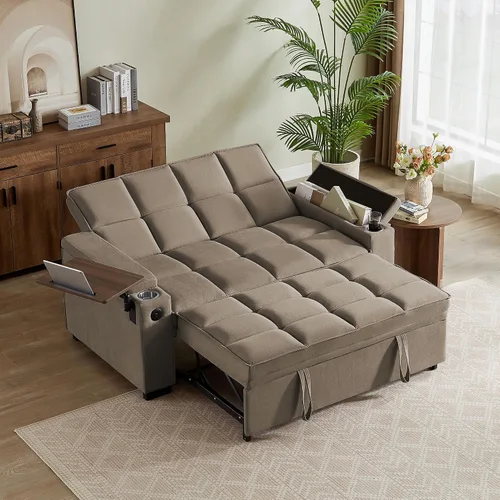Miniatura 28 de Auvsoce - Sofá cama biplaza de 65 pulgadas, sofá convertible para sala de estar, sofá para RV con respaldo ajustable, chaise longue, mesa lateral