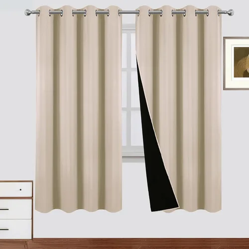 Miniatura 19 de LEMOMO Cortinas 100% opacas de 52 x 95 pulgadas, 2 paneles de oscurecimiento con aislamiento térmico para dormitorio Negro