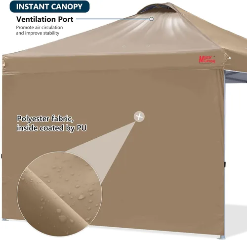 Miniatura 9 de MASTERCANOPY - Toldo desplegable duradero con 1 pared lateral (6.6 x 6.6 pies, caqui)