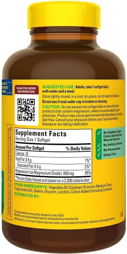 Miniatura 3 de Magnesio extra fuerte 400 mg., Apoya la salud del corazón†, los huesos y los nervios - 180 cápsulas blandas