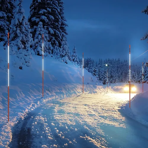 Miniatura 8 de VEVOR Marcadores de entrada, 50 PIEZAS 48 pulgadas, 0.31 pulgadas de diámetro, postes de fibra de vidrio naranja con cinta reflectante para nieve