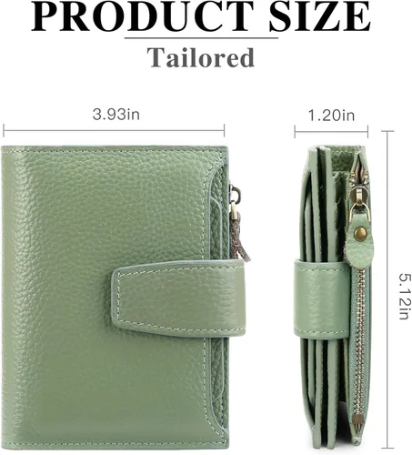 Miniatura 3 de FALAN MULE - Cartera de cuero auténtico para mujer, pequeña plegable , compacta, con interferencia de radiofrecuencia (RFID)