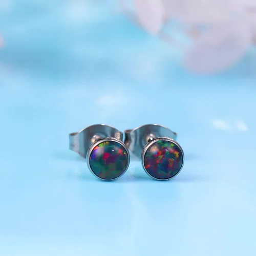 Miniatura 2 de Limerencia Aretes hipoalergénicos de titanio puro Aretes de ópalo Minimalistas, grado de implante Adecuado para orejas sensibles joyas delicadas
