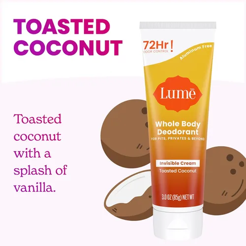 Miniatura 3 de Lume Desodorante para todo el cuerpo, tubo de crema invisible, control de olores de 72 horas, sin aluminio, sin bicarbonato de sodio, seguro