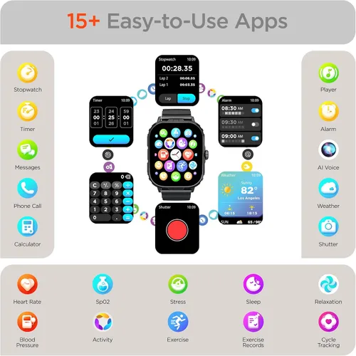 Miniatura 7 de HyperGear FIT X2 Smartwatch + monitor de actividad física con pantalla LCD IPS grande de 2 pulgadas, frecuencia cardíaca, oxígeno en sangre, calidad