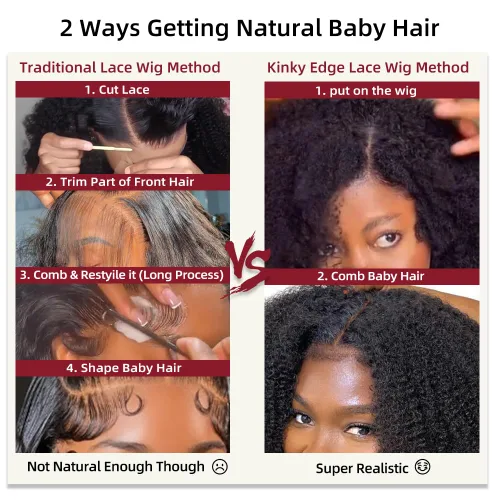 Miniatura 4 de Peluca negra Kinkycurly con borde 4C, cabello humano 4x4 HD encaje afro rizado cierre peluca para mujeres negras encaje precortado sin pegamento