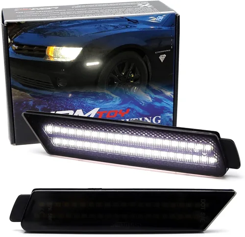 Miniatura 10 de iJDMTOY Lente ahumada 27-SMD ámbar Full LED delantero parachoques lateral kit de luz de marcador compatible con Chevy Camaro 2010-15 reemplazar OEM