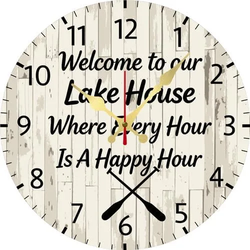 Miniatura 9 de Reloj de pared retro con números inusuales y divertidos, reloj de madera decorativo moderno de 10 x 10 pulgadas, silencioso, sin tictac, funciona