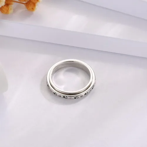 Miniatura 24 de 925 Sterling Silver Spinner Fidget Ring for Women: Musical Note Viking Rune Heartbeat Anxiety Stress Relieving Rotatable Ring Faith Hope Love