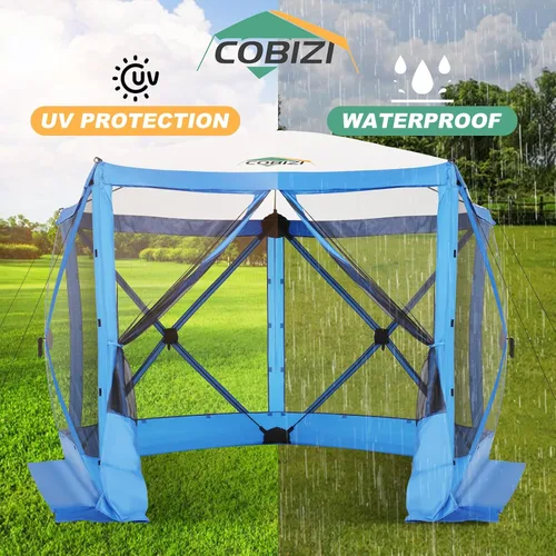 Miniatura 4 de COBIZI Tienda de campaña de 10 x 10 pies para camping, toldo de camping desplegable con paredes laterales, tienda de campaña portátil