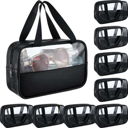 Miniatura 8 de Buryeah 9 piezas translúcidas bolsa de maquillaje organizador de artículos de tocador para mujeres y hombres, bolsa de viaje portátil impermeable