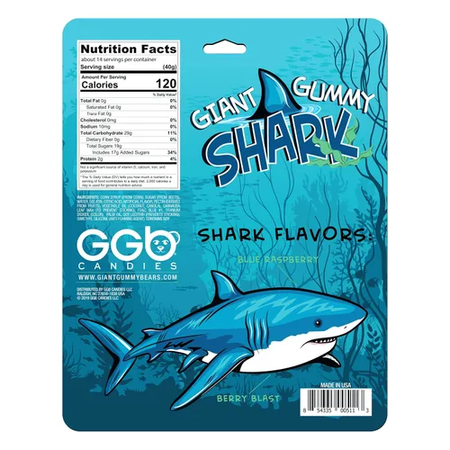 Miniatura 2 de Gummy Shark gigante de GGB Candies (18 onzas)