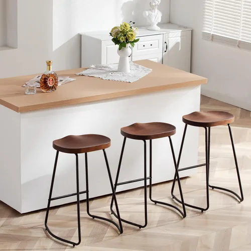 Miniatura 20 de HeuGah Juego de 2 taburetes de bar, taburetes de bar de 26" de altura de mostrador con pata de metal, taburetes de bar rústicos sin respaldo