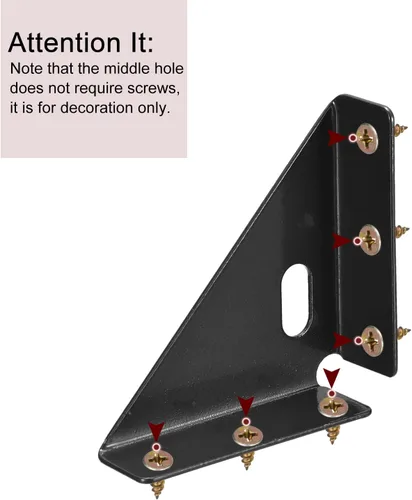 Miniatura 4 de uxcell 4 soportes de esquina angulares de 3.386 in x 3.386 in, soportes de acero laminado en frío con tornillos para borde de cama de escritorio