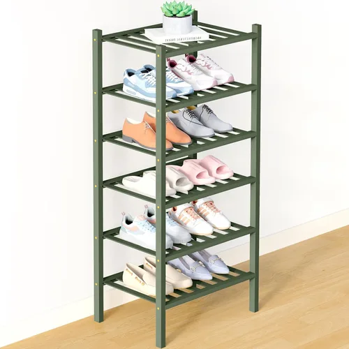 Miniatura 58 de Smiry Zapatero de bambú para clóset, organizador de zapatos apilable de 4 niveles largo de madera, estante de almacenamiento de zapatos Negro