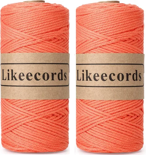 Miniatura 31 de Likeecords Cuerda de algodón 100% hilo de ganchillo de 0.079 pulgadas, cuerda trenzada de macramé, cuerda de macramé, hilo de ganchillo para regalo