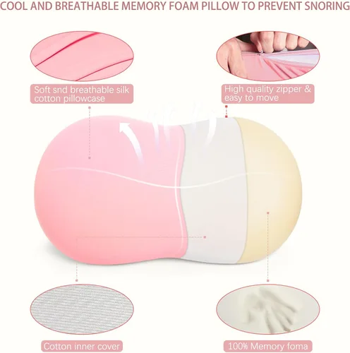 Miniatura 4 de Almohada cervical de espuma viscoelástica: almohadas cervicales para aliviar el dolor de dormir - Almohada ergonómica para el dolor de cuello y Negro