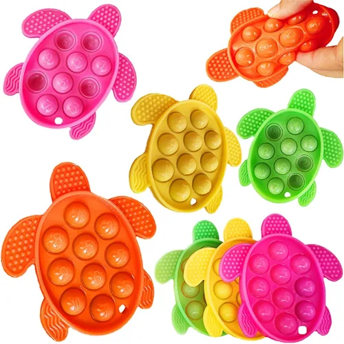 8 paquetes de silicona para la dentición de tortugas marinas del océano para niños, juguetes sensoriales para masticar con forma de animal