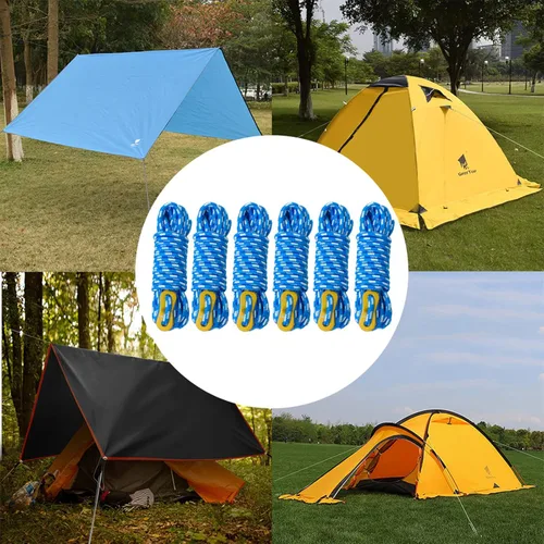 Miniatura 7 de GEERTOP Paquete de 6 cables de 0.197 in de Guy Lines ultraligeros con tensor de ajuste de aluminio, cuerdas para acampar al aire libre, lona de Azul