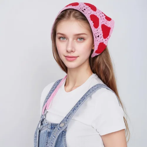 Miniatura 5 de hoyuwak Pañuelo para la cabeza de ganchillo, bandanas, diademas de corazón, bufanda, cubiertas para la cabeza, accesorios para el cabello rosa