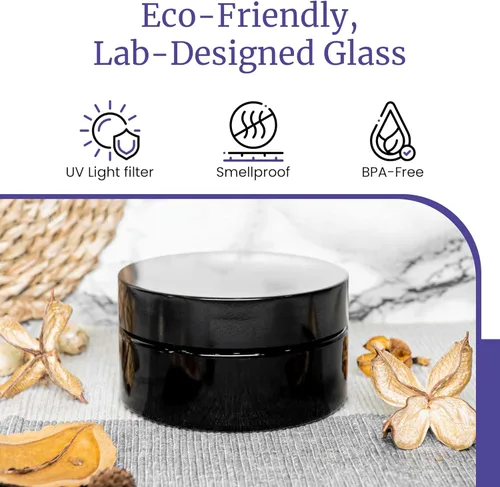Miniatura 7 de Infinity Jars Tarro con tapa de rosca de 6.8 fl oz (6.76 fl oz) negro ultravioleta recargable estilo cosmético botella de viaje tarro de vidrio