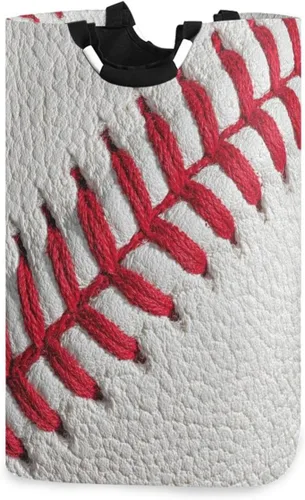 Cesta de ropa sucia para ropa sucia, cesta de almacenamiento de béisbol, color blanco, bolsa de lavandería plegable con asa, cesta de manta para