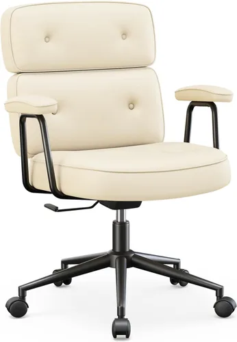 OLIXIS Silla ergonómica de escritorio para oficina en casa, silla de computadora de piel sintética con soporte lumbar, altura ajustable, giratoria,