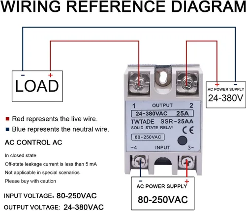 Miniatura 2 de TWTADE Relé de estado sólido SSR-25AA 25A CA 80-250V a CA 24V-380V + disipador de calor