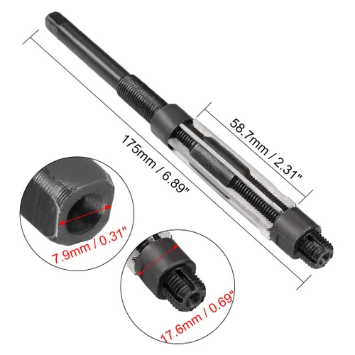 Miniatura 2 de uxcell Escariador de mano ajustable 10-10.75mm de acero de alta velocidad H8 de 6 hélices rectas herramienta de fresado cortador de fresado métrico