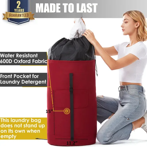 Miniatura 2 de Bolsa de lavandería extra grande de 115 litros, artículos esenciales para dormitorio universitario, mochila de lavandería para la universidad, bolsa