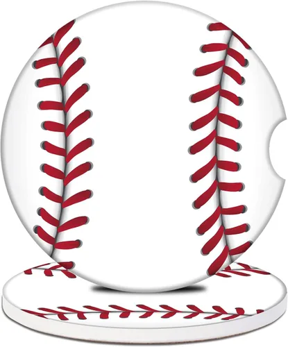 Paquete de 2 posavasos para automóvil, posavasos de cerámica absorbente de béisbol, posavasos para portavasos de automóvil, accesorios para el
