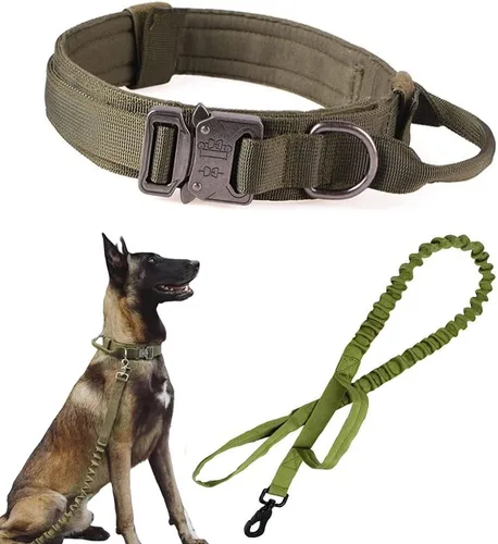 Miniatura 26 de Collar táctico para perro, ajustable, militar, de nailon, con asa de control y hebilla de metal resistente para perros medianos y grandes (negro, S)