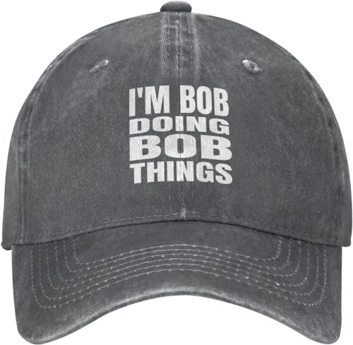 Miniatura 2 de Gorra de béisbol con texto en inglés "I'm Bob Doing Bob Things Distressed Dad", gorra de béisbol para hombre de los años 90, de mezclilla lavada