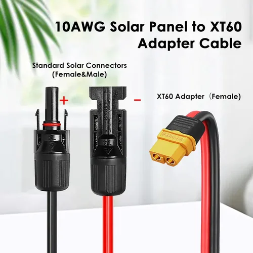Miniatura 2 de MOOKEERF Cable de extensión solar a XT60 10AWG 20FT conector solar a XT60 Cable adaptador para panel solar a estación de energía portátil Generador
