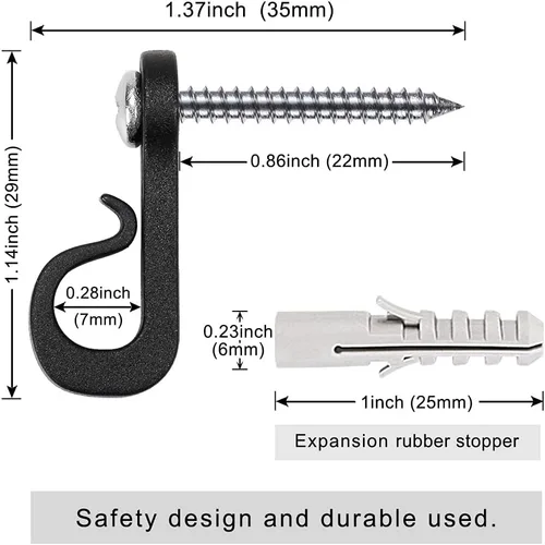 Miniatura 6 de SELEWARE Q - Ganchos para colgar luces de cadena, Navidad con tornillo, ganchos para interiores y exteriores, clips para colgar luces de hadas