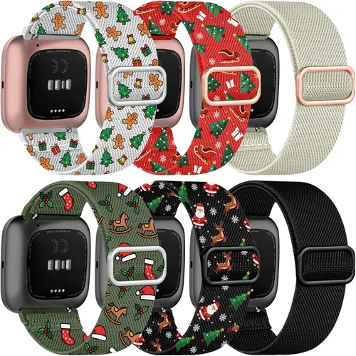 Miniatura 7 de Pack de 6 bandas de nailon compatibles con Fitbit Versa, banda de reemplazo suave, elástica, ajustable y elegante, adecuada para hombres y mujeres