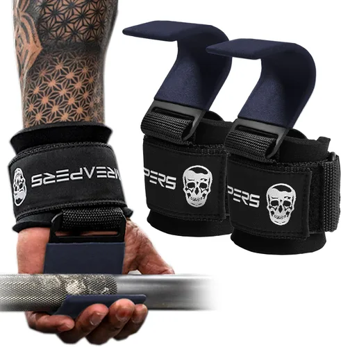 Miniatura 12 de Ganchos para levantamiento de pesas Gymreapers (par), correas de muñeca de potencia resistentes con soporte de agarre para la mano