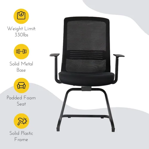 Miniatura 2 de SUNLINE Ergo Silla auxiliar con base de trineo, respaldo de malla, asiento acolchado acolchado, estacionario, ligero, versátil, sillas de oficina