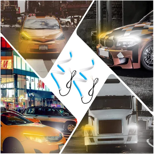 Miniatura 4 de Tira de luz LED flexible, 2 unids 23.6 in ultra delgado coche tubo suave tira LED DRL luz corriente diurna lámpara de giro