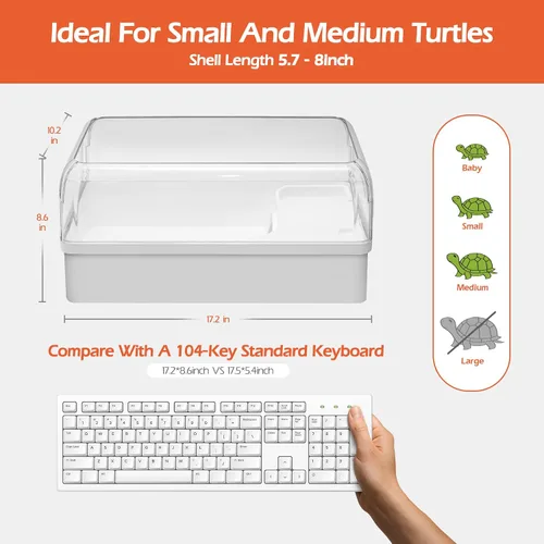 Miniatura 2 de AZV Kit de Hábitat para Tanque de Tortuga, Acuario Inicial de Recinto para Tortuga Acuática con Área Multifuncional y Filtro de Agua, Tina Casa