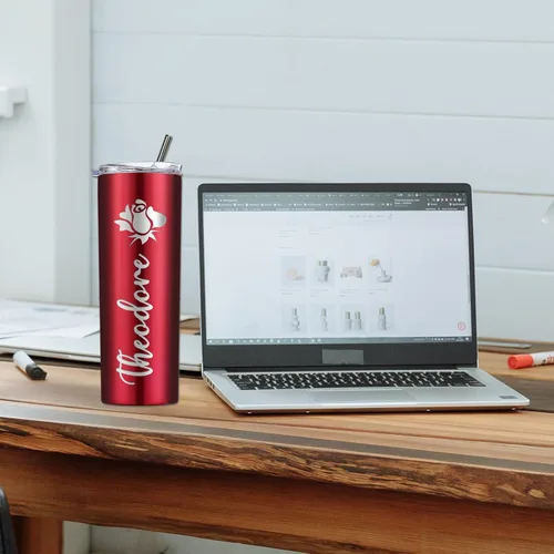 Miniatura 6 de Vaso personalizado personalizado con nombre grabado y logotipo, vasos delgados personalizados con tapa y pajita, vaso aislado de acero inoxidable