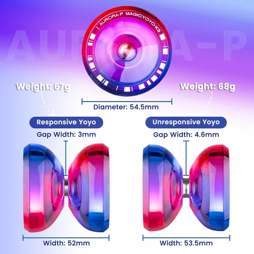 Miniatura 5 de MAGICYOYO Crystal Yoyo K3 Aurora-p, yoyó sensible para niños de 8 a 12 años, truco de giro de dedo profesional para avanzados, con rodamiento que