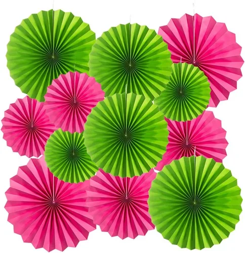 Miniatura 10 de MOWO Abanicos de papel negro para colgar decoración (negro, 6 piezas)