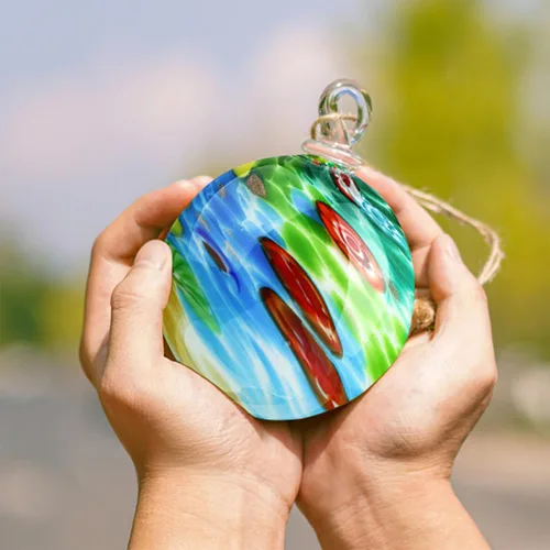 Miniatura 6 de QFkris Bola de adornos de Navidad de vidrio soplado de 4 pulgadas para árbol de Navidad, adornos de vidrio soplado a mano, bolas de observación