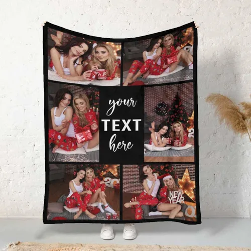 Miniatura 3 de InterestPrint Manta personalizada con nombre, 6 fotos, manta personalizada para aniversario, boda, para marido, esposa, amantes, 6 tamaños