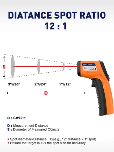Miniatura 9 de SMART JERRY - Pistola de termómetro infrarrojo Pistola de temperatura digital sin contacto con rango de -58 °F a 788 °F para cocinar, HVAC Uso