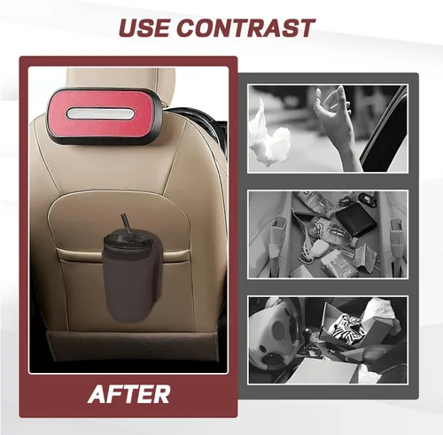 Miniatura 5 de Wuyaoyao Portavasos grande para puerta de automóvil, portavasos de cuero con clip para puerta de auto y bolsillo del asiento trasero, soportes