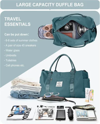 Miniatura 6 de Bolsa de lona de viaje, bolsas de fin de semana para mujeres y hombres, bolsa de transporte durante la noche, bolsa de hospital, bolsa de gimnasio